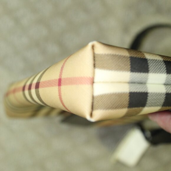 Burberry London Women´s NovaCheck Pattern Coated Canvas Beige  Handbag - Picture 15 of 16